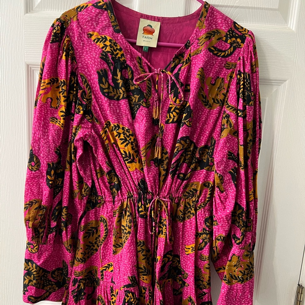 Farm Rio pink Wild Leopards mini dress New no tags size large